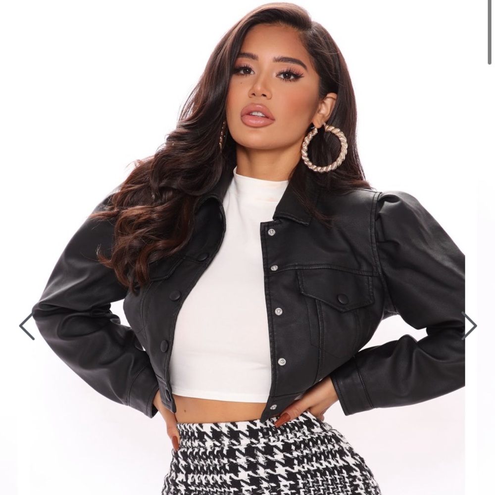Trendy black leather jacket